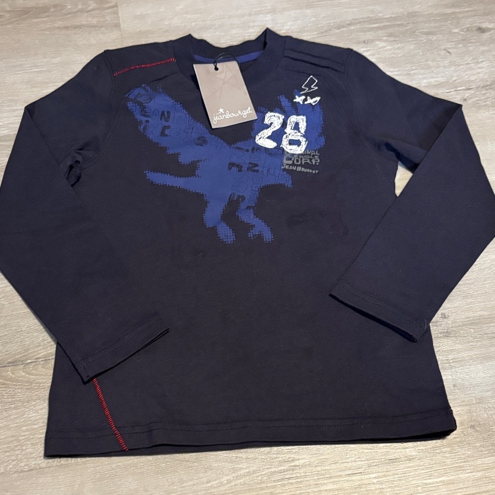 Jean Bourget Navy Blue Dinosaur Long Sleeve Tee